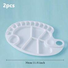 2pcs Large Thick Palette, Art Painting Watercolor Gouache Acrylic Color Mixing Tray - Multicolor - View 13