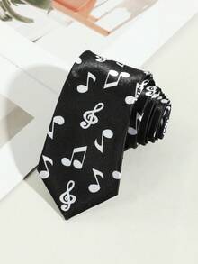 1pc Fashion Men's Casual Versatile Musical Note Print Silky Necktie, Suitable For Party, Travel, Vacation, Outing, Gift - Musical Note - View 15