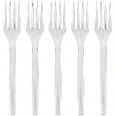 Basic Cutlery 50-Count Medium Weight Plastic Forks |   Disposable & Convenient Parties, Picnics, Events