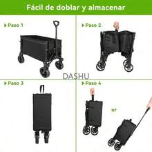 Portátil para Carga Extra Larga hasta 150 Kg,Carrito Plegable con Ruedas Giratorias y Puerta Lateral -  Plegado Fácil por Mujeres Adultas, Transporte de Mercancías, Niños y Mascotas (Negro) - negro754 - Ver 6