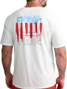 HUK Mens Fishing Graphic Tee, Performance Short Sleeve, Quick-Dry - 白色 - 查看 1