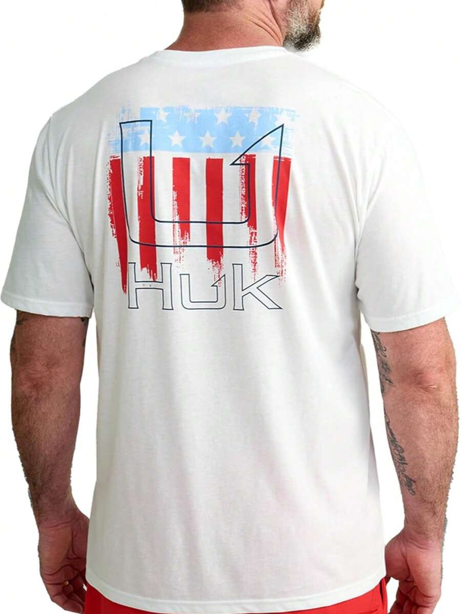 HUK Mens Fishing Graphic Tee, Performance Short Sleeve, Quick-Dry - 白色 - 查看 1