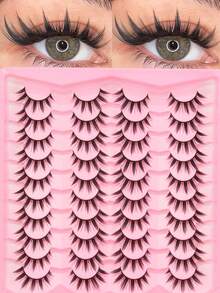 20片/盒 浓密卷翘的动漫卡通风格假睫毛，尖尾卡通睫毛，长度9毫米至16毫米，适用于娃娃、万圣节、派对、圣诞节妆容和角色扮演 - 濃密款 - 查看 1