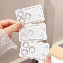 2pcs Full Coverage Glitter Diamond Lens Protector Film Compatible With IPhone 11-17 Pro Max Series, High Definition, Scratch-Resistant, Shiny Glitter Integrated Lens Film - Silver - View 2