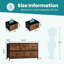 OLIXIS Dresser For Bedroom, 7 Storage Drawers, Wide Fabric Closet Chests Organizer Tower Furniture, TV Stand With Wooden Top Metal Frame For Clothes, Living Room, Hallway, Entryway, Classic White - 鏽棕色 - 查看 3