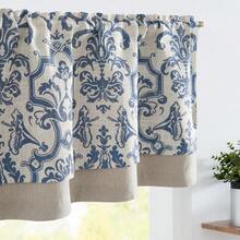 Linen Valance Kitchen Curtain Double Layer 16 Inch Living Room Bedroom Bathroom Window Treatment Blackout Vintage Rustic Farmhouse Cottagecore Rod Pocket 1 Panel On Beige - 巴洛克 | 深藍色 - 查看 9