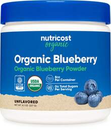 Nutricost Organic Blueberry Powder 8oz (227 Grams) - Pure, Gluten Free, Non-GMO, From Whole Freeze-Dried Organic Blueberries | Fruit Powder, Antioxidant, Non-GMO, Gluten Free, Lab Tested, Premium Quality, Nutricost Brand, Organic, Freeze-Dried, Pure Ingredients - 無味 - 查看 1