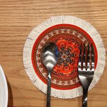 4PCS Bohemian Fringed Fabric Table Pad Coffee Mat For New Year Valentine Ramadan Kitchen Tabletop Decoration - Multicolor - View 9