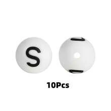 10/26pcs 15mm Silicone Letter Beads A-Z, DIY Bracelet Necklace Pacifier Chain Accessories - White - View 10