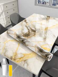 加厚大理石纹自粘纸卷，防水可移除可剥离表面，适用于厨房橱柜、浴室桌子、家具、桌面保护 - 彩色 - 查看 1