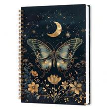 Nvucamd Gothic Celestial Butterfly Spiral Notebook, Witchy Moth Floral Journaling Notebooks For Women, Vintage Butterfly Moon Journal Notebook, Gothic Moth Gifts Office Supplies, 5.5x8.3 Inch - 蝴蝶 - 查看 1