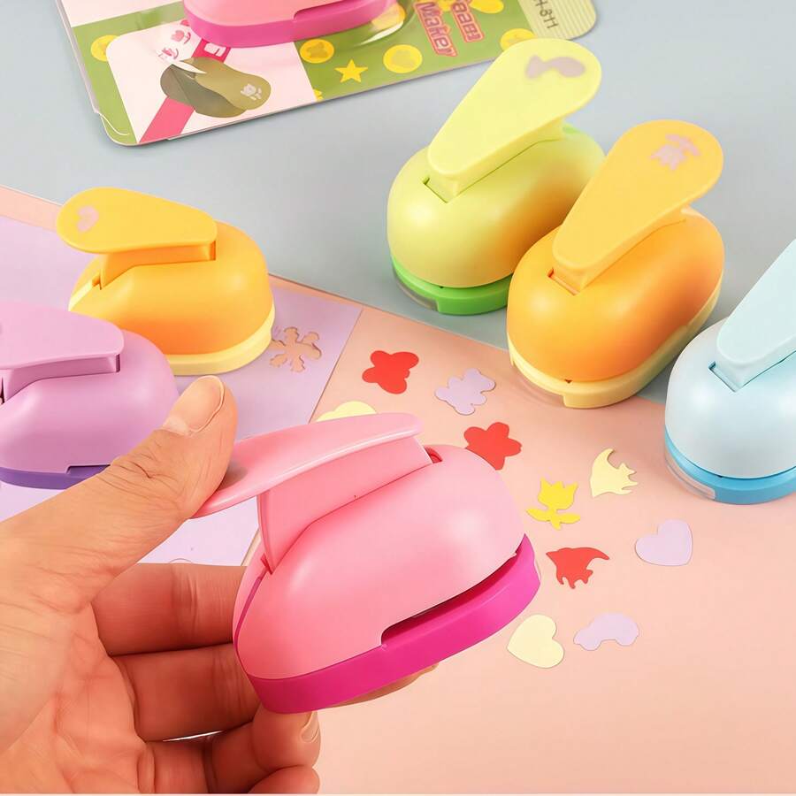 1/2pcs Small Heart Shaped DIY Embossing Stamp, Handmade Card Cutting Paper Tool, Fabric Art Printing Punch, Back To School Stationery Supplies - Multicolor - View 1