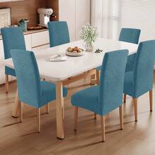 Ystyle Chair Covers With Backrest 4/6 Pieces, Kitchen Chair Covers, Stretch Chair Cover, Universal Dining Room Chair Covers, Washable Removable, Easy To Clean - Teal Blue - View 2