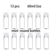 12个2盎司小塑料瓶，带盖，适合储存液体——姜汁饮料、冷冻、防漏、塑料奶昔瓶，非常适合盛装果汁、牛奶、自制饮料。 - 白色 - 查看 12