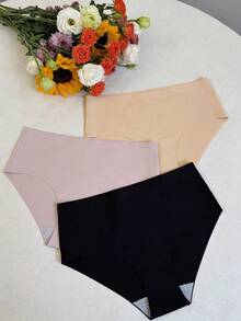 3条装女士瑜伽内裤，时尚舒适简约风 - 彩色 - 查看 4