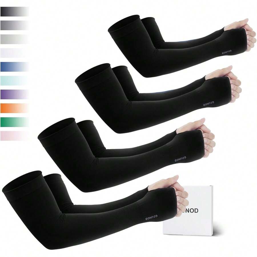 Mangas de brazo refrescantes con protección solar GOUNOD y orificios para los pulgares - Jardinería, deportes al aire libre, entrenamientos, mangas de brazo con protección solar - 1 par blanco - Ver 1