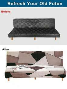 1 pieza Funda de sofá cama plegable de seda de leche con estampado de líneas geométricas, elástica y con cobertura completa a prueba de polvo, adecuada para dormitorio, sala de estar, todo el año - Multicolor - Ver 7