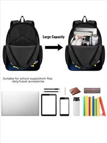 男女童返校背包，儿童宇航员主题背包，适合小学、初中、高中学生，大容量书包 - 肩膀包 - 查看 4