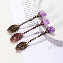 1 Piece Natural Amethyst Cluster Teaspoon Tooth Flower Gemstone Candy Spoon Decoration Gift - 1 PCS Random - View 1