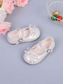 时尚优雅的蝴蝶结装饰女童/婴儿鞋，舒适轻便防滑平底鞋，室内外皆宜，适合春、夏、秋季穿着。 - 白色 - 查看 8