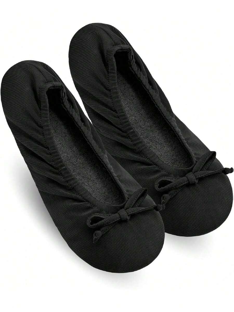 EstiloKeyela Pantuflas De Bailarina Para Mujer Con Lazo Suave Y Suela De Gamuza, Antideslizantes, Para DormitorioVersióN Mejorada - Gris - Ver 1