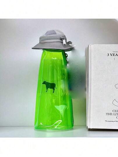 1pc Funny Alien Spaceship Pencil Case, Transparent Stationery Storage Bag, Portable Personalized Organizer Pouch