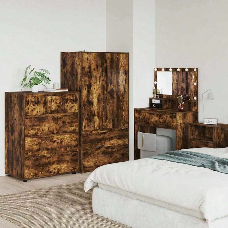 vidaXL Armarios de almacenamiento 2 piezas marrón fumé 80 x 48 x 105 cm - Marrón - Ver 1