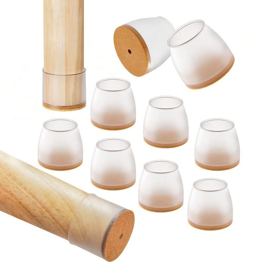 8/16 piezas Almohadillas redondas de fieltro mate para patas de silla, protectores de piso para muebles en pisos de madera dura y laminados, resistentes a arañazos y reductores de ruido, color marrón claro - marrón claro - Ver 1