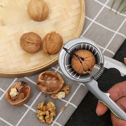 1pc This Product May Be Scratched By Other Couriers During Delivery, So It Is Not Recommended To Purchase!!! Suitable For Walnuts, Chestnuts, Hazelnuts And Pine Nuts, And Almonds - Durable Kitchen And Dining Use, Durable Metal Multi-Function Nut Cracker - Can Open Walnuts, Nuts
