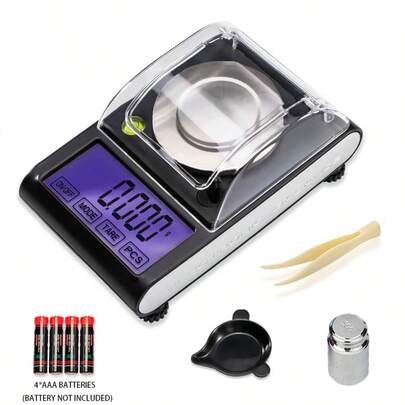 50克/0.001克数字毫克秤，带校准砝码，珠宝秤带镊子，大显示屏（使用前需要校准）