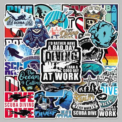 50pcs Diving Sports Slogan Stickers, Suitable For Scrapbook, Diary, Laptop, Water Bottle, Car Etc. Faith-Based Design With Positive Messages, Great Gift