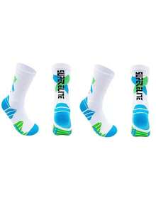 1/2 Pair Men's Crew Socks, Towel Bottom Sports Socks For Running, Basketball, Football, Versatile & Suitable For Sports - Multicolor - View 25