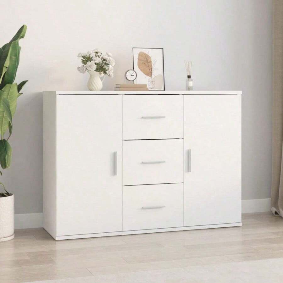 Sideboard White 91x29.5x65 Cm Engineered Wood - White - View 1