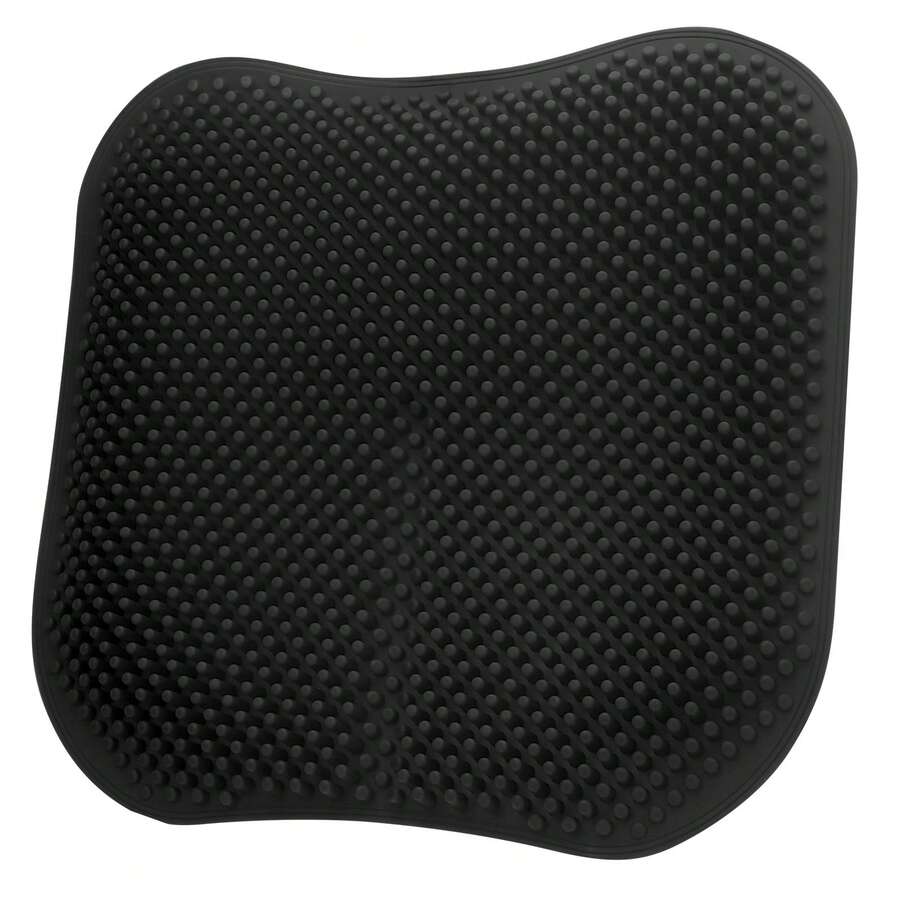 Black Double-Layer Thick Gel Seat Cushion, Column-Shaped Breathable Anti-Slip Cover, Pressure Dispersion Design, Suitable For Office And Car Wheelchair Elastic Furniture Protection Cover - Black - View 1