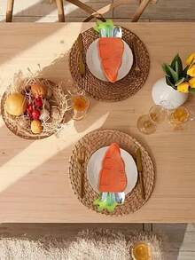 4/6pcs Carrot Shaped Orange Felt Cutlery Holders, Easter Tableware Organizer Bags - Multicolor - View 6