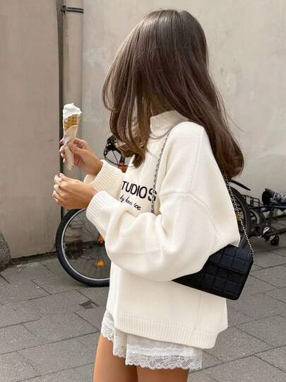 2026 Yeni Şık Sokak Stili Günlük Örme Uzun Kollu Yuvarlak Yaka Harf Baskılı Nakışlı Kazak, Sarı, Kadınlar İçin Sevgililer Günü, Sokak Stili, Şık Kıyafetler, Yaz Kıyafetleri, Doğum Günü Kıyafetleri, Plaj Kıyafetleri, Doğum Günü Elbiseleri, Kruvaziyer Kıyafetleri, İş Gündelik Kıyafetleri İçin Uygundur