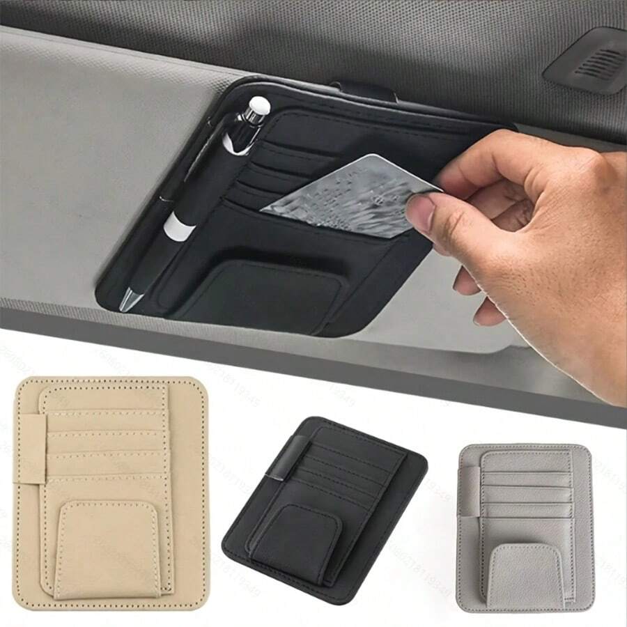 Car Sun Visor Storage Box, Multi-Pocket Business Card Holder, Sunglasses Rack, Car Interior Accessories - 2 - View 1