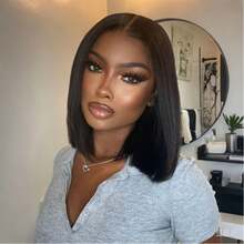 MERCY [黑色波波头假发] 黑色中分波波头假发 - 女士短直发假发 - 自然色&黑色系 - 查看 4