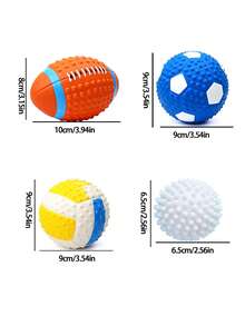宠物发声玩具，狗狗磨牙玩具，狗狗发声排球/足球，清洁牙齿并发出声音，有助于减少无聊和破坏性行为 - 彩色 - 查看 2