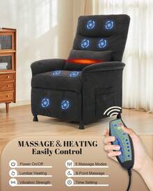 Power Recliner Chair For Adults With Heat & Vibration Massage, Electric Reclining Sofa With Lumbar Support - Xem 6