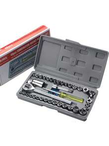 40件套多功能工具组，棘轮扳手套筒汽车维修家居装修五金工具套装 - 彩色 - 查看 3