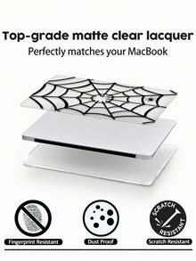 1 Piece, Black With Cool Spider Web Pattern | Frosted Acrylic Ultra-Thin Laptop Case | Compatible With Air13 2025/Pro16 M3 M2 | Fingerprint-Resistant, Shockproof, And Heat-Dissipating 3-In-1 | An Essential Protective Case For Office And Study
