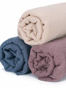 3pcs/Set Women's Solid Color Crinkle Hijab Scarf Set, Everyday Headscarf