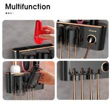 Wall-Mounted Toothbrush Holder & Toothpaste Dispenser For Bathroom - black gold - View 7