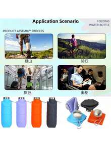 700ml Botella de agua deportiva plegable de silicona de gran capacidad, jarra de agua creativa para exteriores adecuada para viajes, deportes, oficina, actividades al aire libre, picnics y regalos para el Día de San Valentín y fiestas festivas - Multicolor - Ver 7