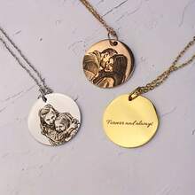 Spersonalizowany naszyjnik ze zdjęciem i imieniem, spersonalizowana biżuteria pamiątkowa dla zwierząt, spersonalizowany projekt imienia, grawerowany naszyjnik ze stali nierdzewnej, prezent na Walentynki i całoroczna pamiątka - Wielokolorowy 2 - Zobacz 2