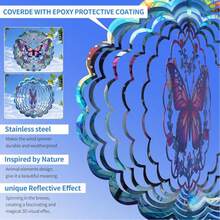 好运蝴蝶风铃，情人节礼物，户外蝴蝶装饰 - 送给女性、母亲和祖母的生日礼物，大型悬挂式蝴蝶风铃，3D雕刻花卉花园装饰，360度旋转风铃，庭院，户外 - 多 - 查看 3