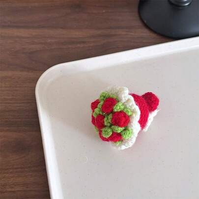 1pc Mini Handmade Crochet Rose Bouquet | DIY For Bag Charm & Keychain | Perfect Gift For Valentine's Day, Graduation, Girlfriend & More | Home/Seasonal Decor