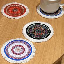 4PCS Bohemian Fringed Fabric Table Pad Coffee Mat For New Year Valentine Ramadan Kitchen Tabletop Decoration - Multicolor - View 4