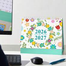 2026年英文创意极简桌面日历：18个月计划本，带365天倒计时和月度日程安排 | 高清双面印刷，优质胶版纸，加固双线圈装订，清新花卉设计，时尚简约 | 带节假日提醒 | 情侣、学生和职场人士的完美礼物 - 彩色 - 查看 8